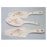 Harker Pottery Pastel Tulip lot of 2 cake servers