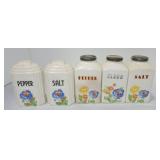 Harker Pottery lot of 5 floral shakers