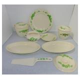 Oven Serve lot of 9 pcs with green flowers