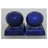 Cobalt pair of candle holders