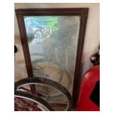 Antique oak beveled wall mirror