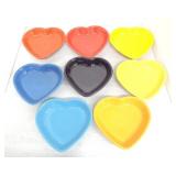 Fiesta Post 86 7 1/2" heart dish, 8 mixed