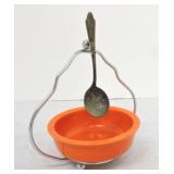 Vintage Fiesta 4 3/4" fruit bowl, red with chrome