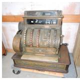 National large brass cash register, 25"w, 23"h