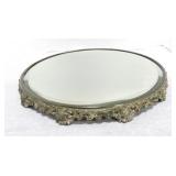 Beveled mirror plateau, silver mounted, 12"