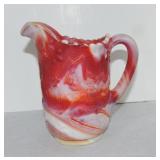 Imperial red slag windmill pitcher, 6 1/4"