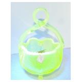 Fenton topaz vaseline uranium glass basket 8"