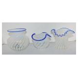 Fenton Blue Ridge lot of 3 vases, 4" to 5"
