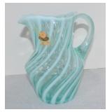 Fenton aqua opalescent swirl 8" pitcher