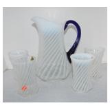 Fenton Blue Ridge 4 pc water set, pitcher, 10"