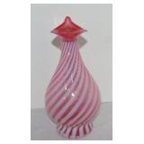 Fenton cranberry opalescent swirl 11" jaick in