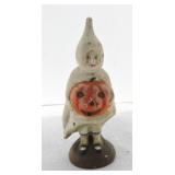 Cast iron ghost with pumkin bank, 7"