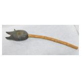Carved ceremonial animal rattle, 19"