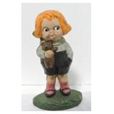 Cast iron girl with doll door stop, 9"