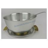 Aluminum punch bowl, tray, and ladle, 12"d