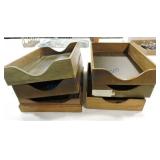 Lot of 6 wooden desktop file boxes