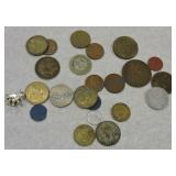 Lot of foreign and US coins and tokens