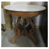 Walnut Victorian oval marble top parlor table,