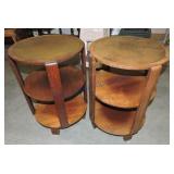 MCM pair of revolving lamp tables, 25"h