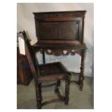 Drop front desk and chair, needs refinished