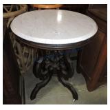 Victorian round marble top parlor table 24"d