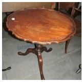 Walnut tilt top lamp table with pie crust edge,