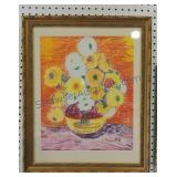Watercolor, floral still life signed J D, 16"x13"