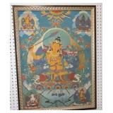 Japanese painting on silk, 30" x 22"