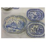 Blue Willow lot of 3 large platters, AS IS