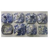 Blue Willow lot of 6 casserole lid, strainer,