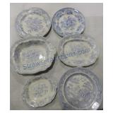 Lot of 6 blue and white transferware plates and