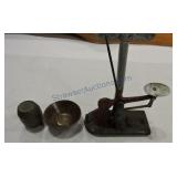 Primitive egg scales, brass barrel with shot