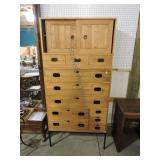 MCM teak stacking cabinet 73"h, 35"w