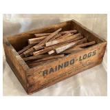 Old wooden box with "rainbo-logs"