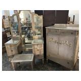 Three-piece vanity sets.