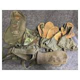 Several military items: 3 pairs of mittens with 1