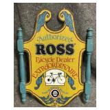 Hand painted bike sign. "ROSS Authorized Bicycle