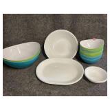 serving dishes and bowls including Corelle