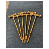 Set of six croquet mallet