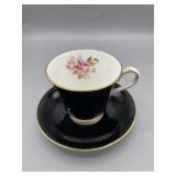 Rose and black vintage cup made in England Bone