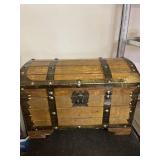 Older wooden treasure chest box 16 inches wide 11