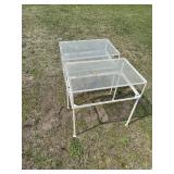 2 metal glass top tables 
1 is missing bottom