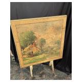 Vintage folding table made of wood measures 26