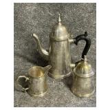 Silver Plate Coffee Set, Bakelite Handle, 1960s