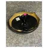 Black With Gold Trim Center Handle Server 9.5"