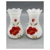 Pair of Bristol white opaque Glass Vases