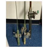Lot of 4 Fishing Poles - Reels = J C Higgins,