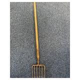 Vintage 6 Prong Fishing Spear with Wood Handle