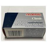 Federal Classic No. 12 bird shot, 22 long rifle.