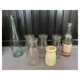 Glass Dairy bottles and pop bottles